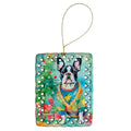 French Bulldog Christmas Porcelain Ornament Christmas Tree Hanging Decorations for Home Christmas Holiday, Rectangle, Gift, Multicolor