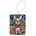 French Bulldog Christmas Porcelain Ornament Christmas Tree Hanging Decorations for Home Christmas Holiday, Rectangle, Gift, Multicolor