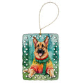 German Shepherd Christmas Porcelain Ornament Christmas Tree Hanging Decorations for Home Christmas Holiday, Rectangle, Gift, Multicolor