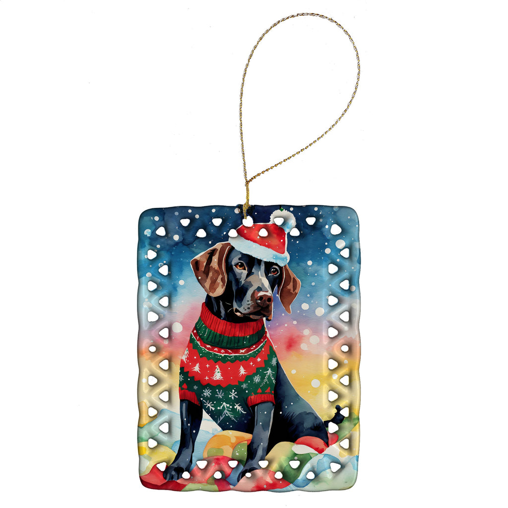German Shorthaired Pointer Christmas Porcelain Ornament Christmas Tree Hanging Decorations for Home Christmas Holiday, Rectangle, Gift, Multicolor