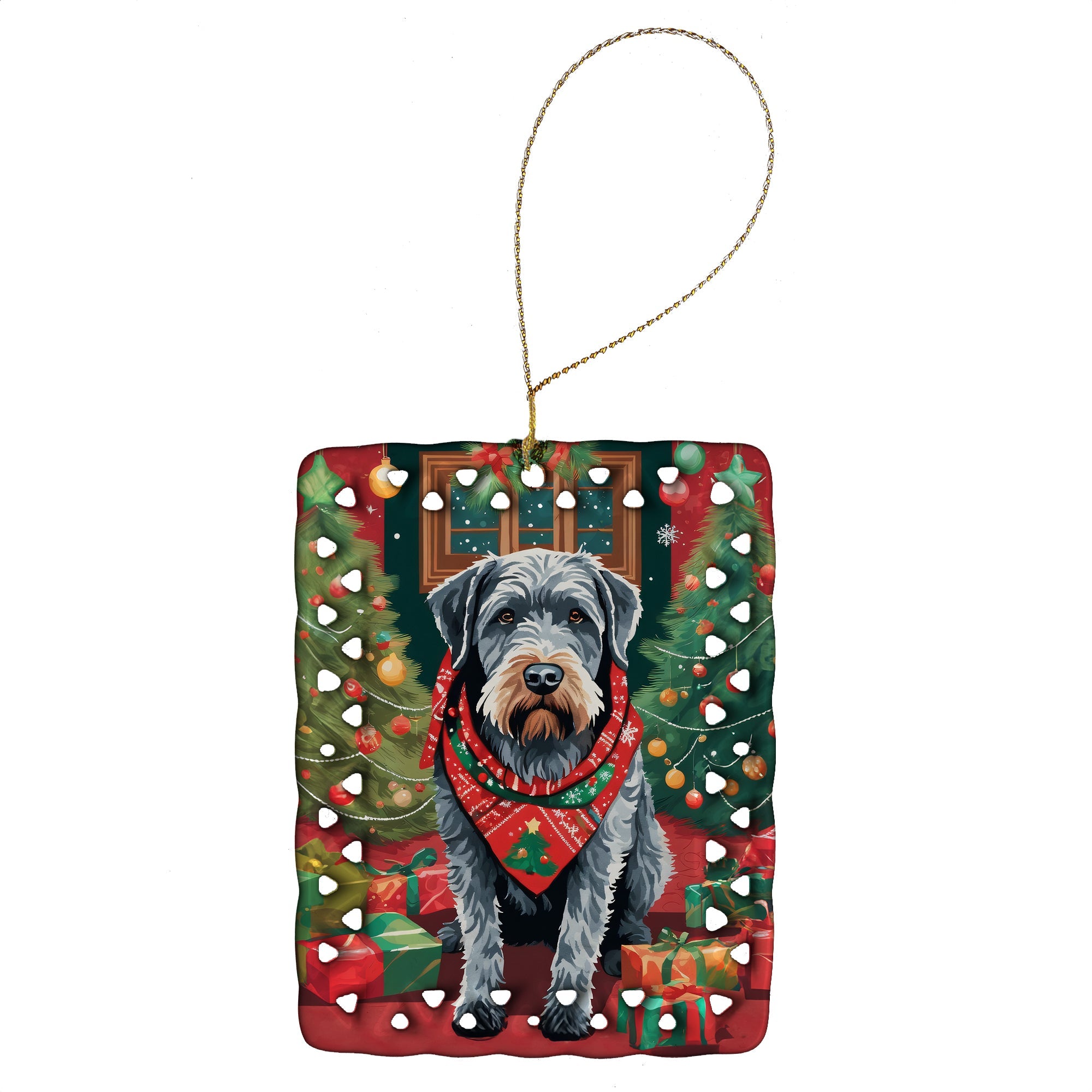 German Wirehaired Pointer Christmas Porcelain Ornament Christmas Tree Hanging Decorations for Home Christmas Holiday, Rectangle, Gift, Multicolor