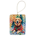 Golden Retriever Christmas Porcelain Ornament Christmas Tree Hanging Decorations for Home Christmas Holiday, Rectangle, Gift, Multicolor