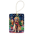 Golden Retriever Christmas Porcelain Ornament Christmas Tree Hanging Decorations for Home Christmas Holiday, Rectangle, Gift, Multicolor