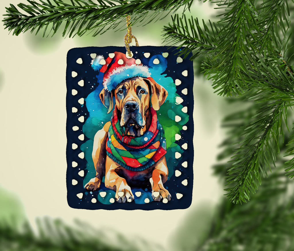 Great Dane Christmas Porcelain Ornament Christmas Tree Hanging Decorations for Home Christmas Holiday, Rectangle, Gift, Multicolor