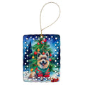 Keeshond Christmas Porcelain Ornament Christmas Tree Hanging Decorations for Home Christmas Holiday, Rectangle, Gift, Multicolor