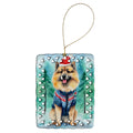 Keeshond Christmas Porcelain Ornament Christmas Tree Hanging Decorations for Home Christmas Holiday, Rectangle, Gift, Multicolor