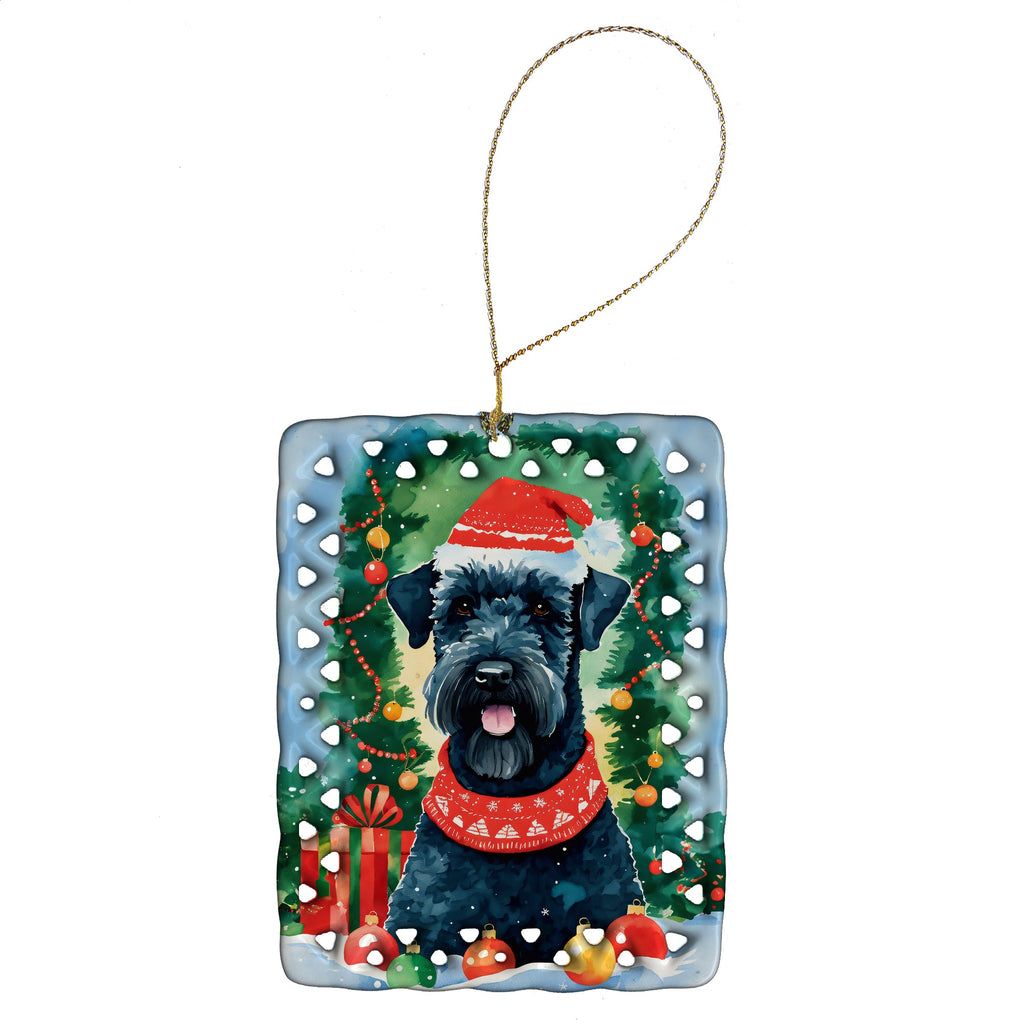 Kerry Blue Terrier Christmas Porcelain Ornament Christmas Tree Hanging Decorations for Home Christmas Holiday, Rectangle, Gift, Multicolor