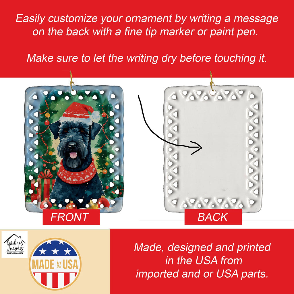 Kerry Blue Terrier Christmas Porcelain Ornament Christmas Tree Hanging Decorations for Home Christmas Holiday, Rectangle, Gift, Multicolor