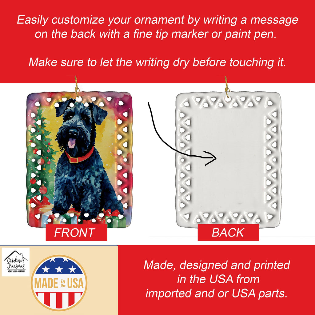 Kerry Blue Terrier Christmas Porcelain Ornament Christmas Tree Hanging Decorations for Home Christmas Holiday, Rectangle, Gift, Multicolor