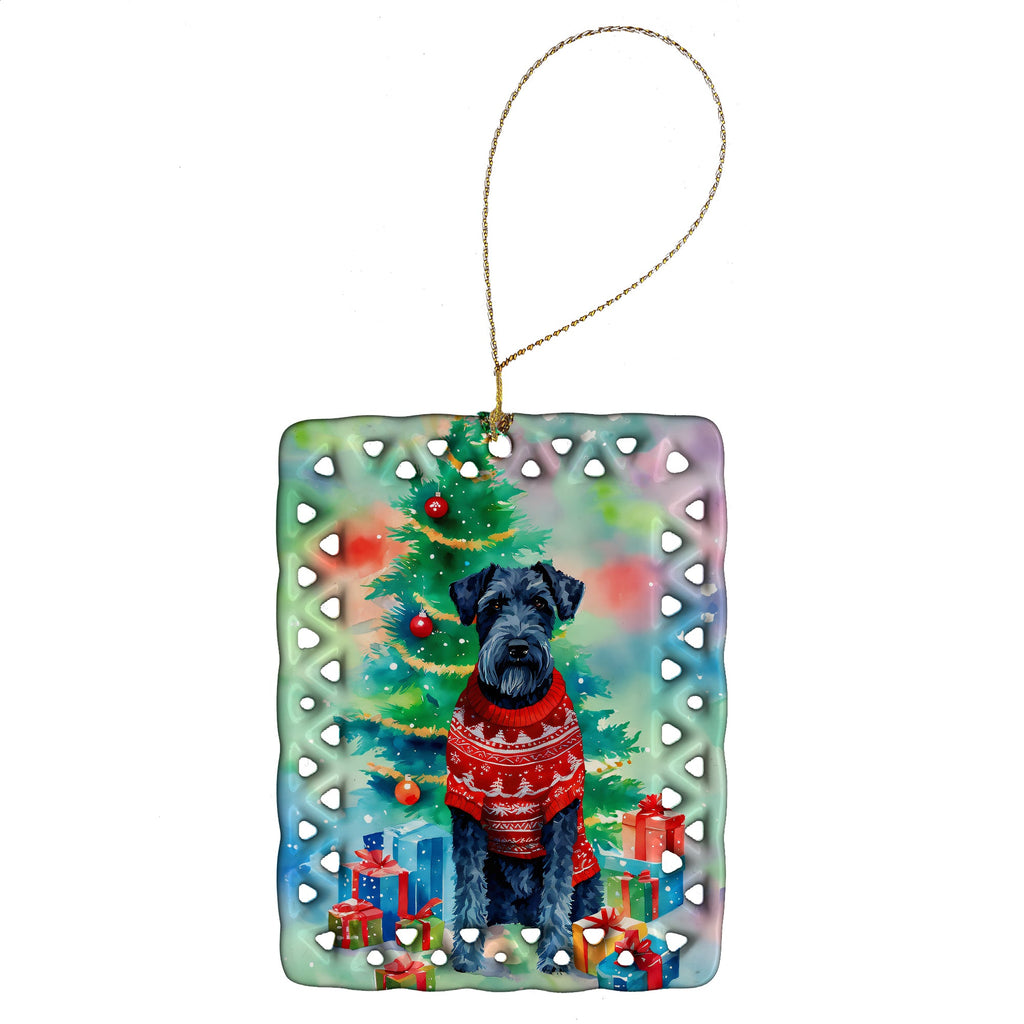 Kerry Blue Terrier Christmas Porcelain Ornament Christmas Tree Hanging Decorations for Home Christmas Holiday, Rectangle, Gift, Multicolor