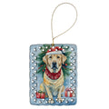 Yellow Labrador Retriever Christmas Porcelain Ornament Christmas Tree Hanging Decorations for Home Christmas Holiday, Rectangle, Gift, Multicolor
