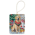 Yellow Labrador Retriever Christmas Porcelain Ornament Christmas Tree Hanging Decorations for Home Christmas Holiday, Rectangle, Gift, Multicolor