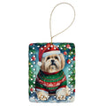 Lhasa Apso Christmas Porcelain Ornament Christmas Tree Hanging Decorations for Home Christmas Holiday, Rectangle, Gift, Multicolor