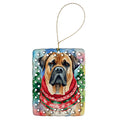 Mastiff Christmas Porcelain Ornament Christmas Tree Hanging Decorations for Home Christmas Holiday, Rectangle, Gift, Multicolor