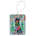 Miniature Pinscher Christmas Porcelain Ornament Christmas Tree Hanging Decorations for Home Christmas Holiday, Rectangle, Gift, Multicolor