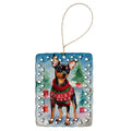 Miniature Pinscher Christmas Porcelain Ornament Christmas Tree Hanging Decorations for Home Christmas Holiday, Rectangle, Gift, Multicolor