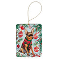 Miniature Pinscher Christmas Porcelain Ornament Christmas Tree Hanging Decorations for Home Christmas Holiday, Rectangle, Gift, Multicolor