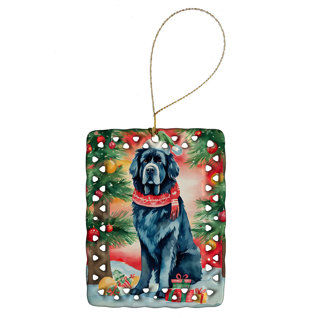 Newfoundland Christmas Porcelain Ornament Christmas Tree Hanging Decorations for Home Christmas Holiday, Rectangle, Gift, Multicolor