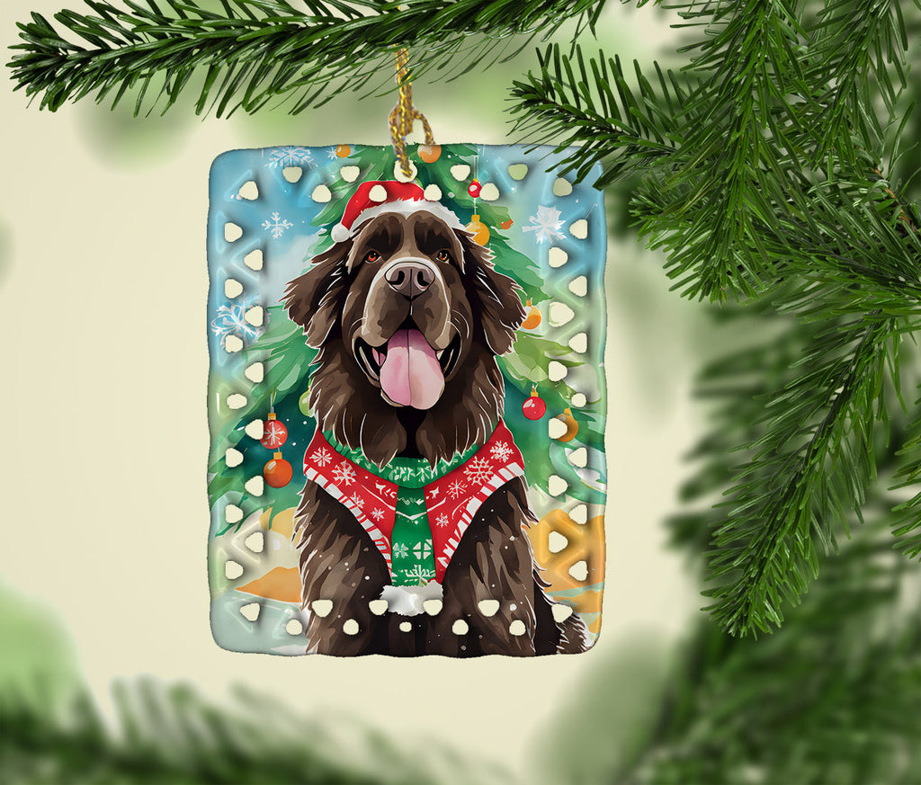 Newfoundland Christmas Porcelain Ornament Christmas Tree Hanging Decorations for Home Christmas Holiday, Rectangle, Gift, Multicolor
