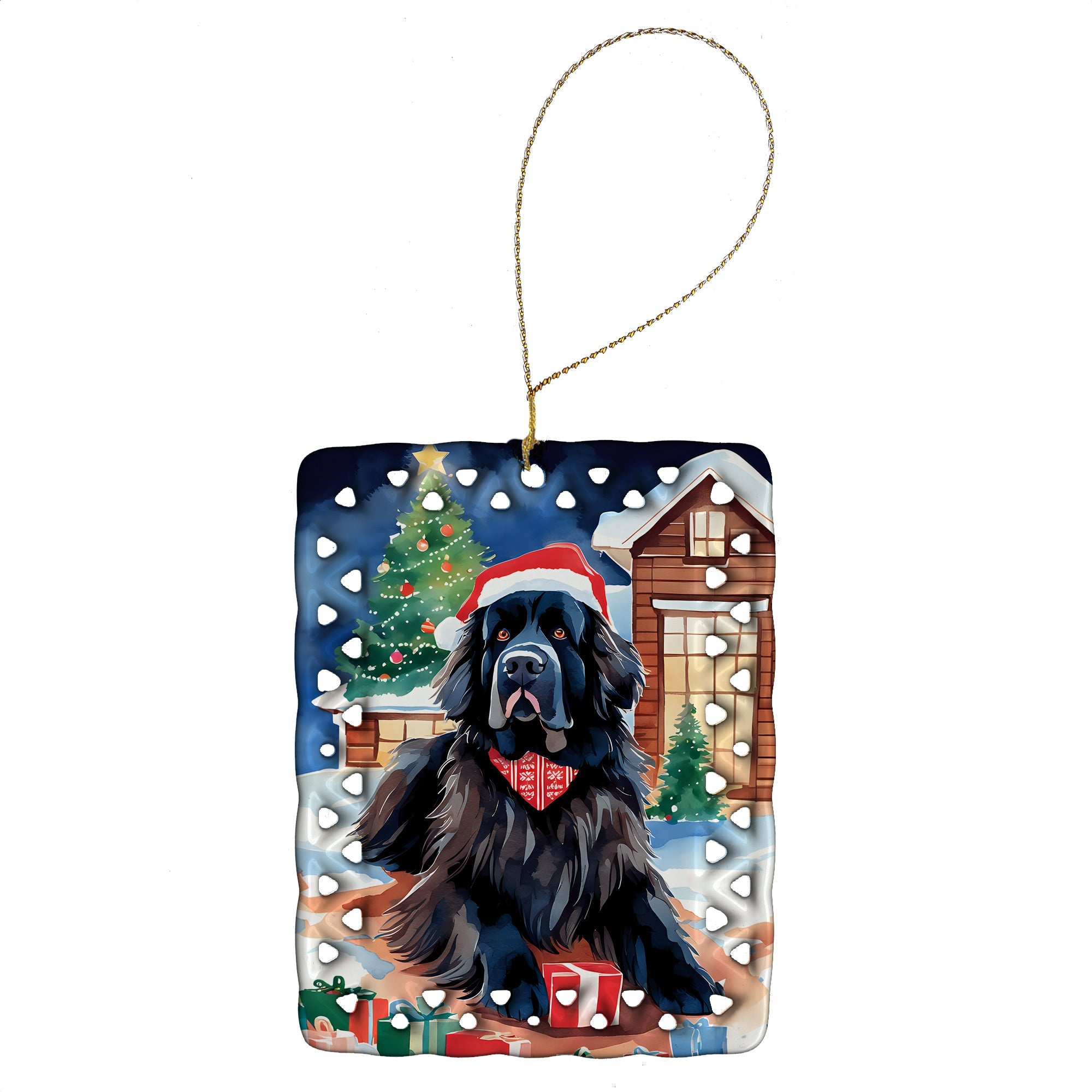 Newfoundland Christmas Porcelain Ornament Christmas Tree Hanging Decorations for Home Christmas Holiday, Rectangle, Gift, Multicolor