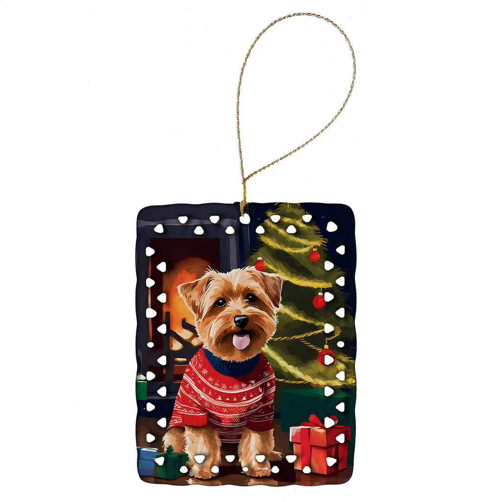 Norfolk Terrier Christmas Porcelain Ornament Christmas Tree Hanging Decorations for Home Christmas Holiday, Rectangle, Gift, Multicolor
