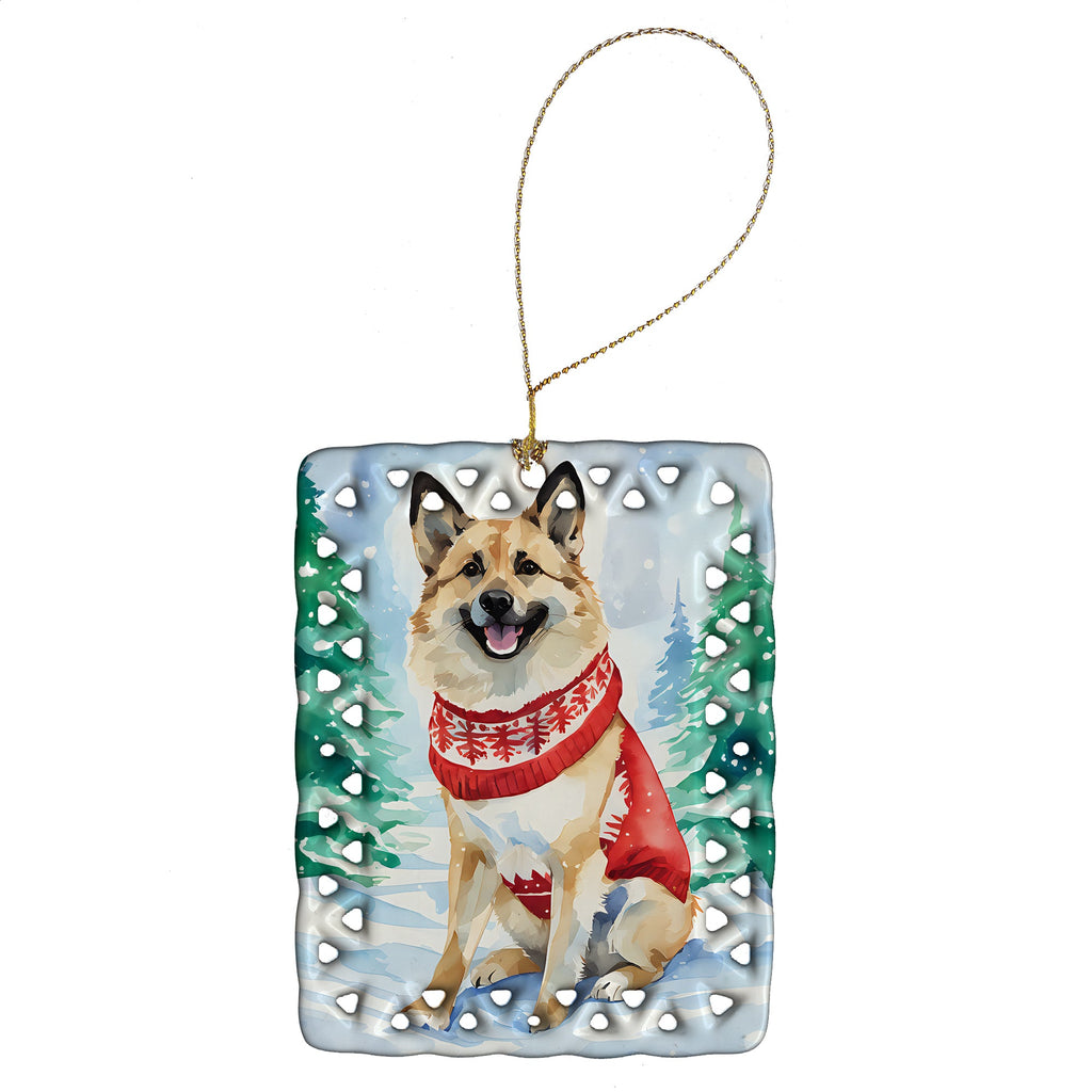 Norwegian Buhund Christmas Porcelain Ornament Christmas Tree Hanging Decorations for Home Christmas Holiday, Rectangle, Gift, Multicolor