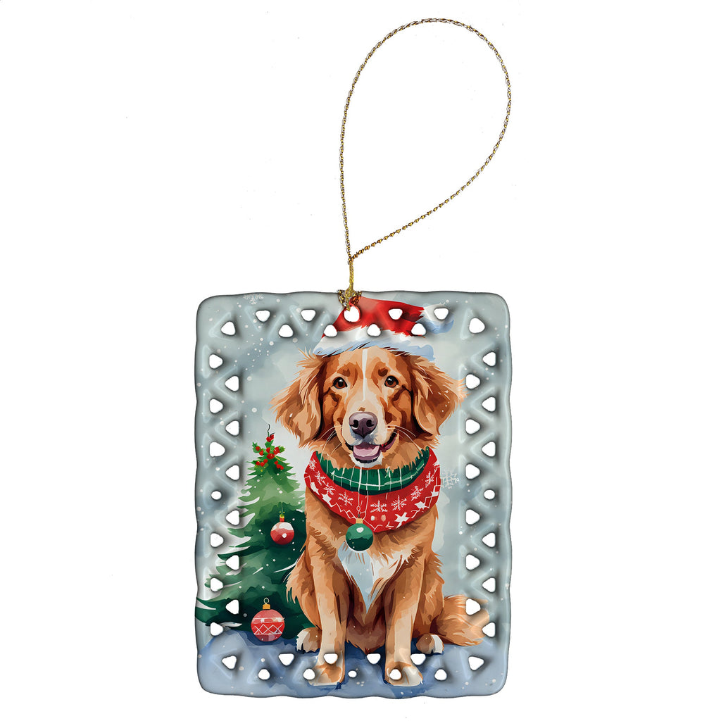 Nova Scotia Duck Toller Christmas Porcelain Ornament Christmas Tree Hanging Decorations for Home Christmas Holiday, Rectangle, Gift, Multicolor