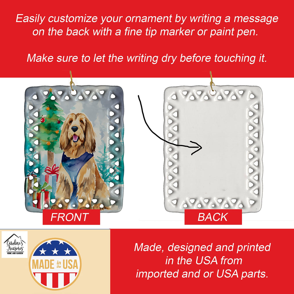Otterhound Christmas Porcelain Ornament Christmas Tree Hanging Decorations for Home Christmas Holiday, Rectangle, Gift, Multicolor