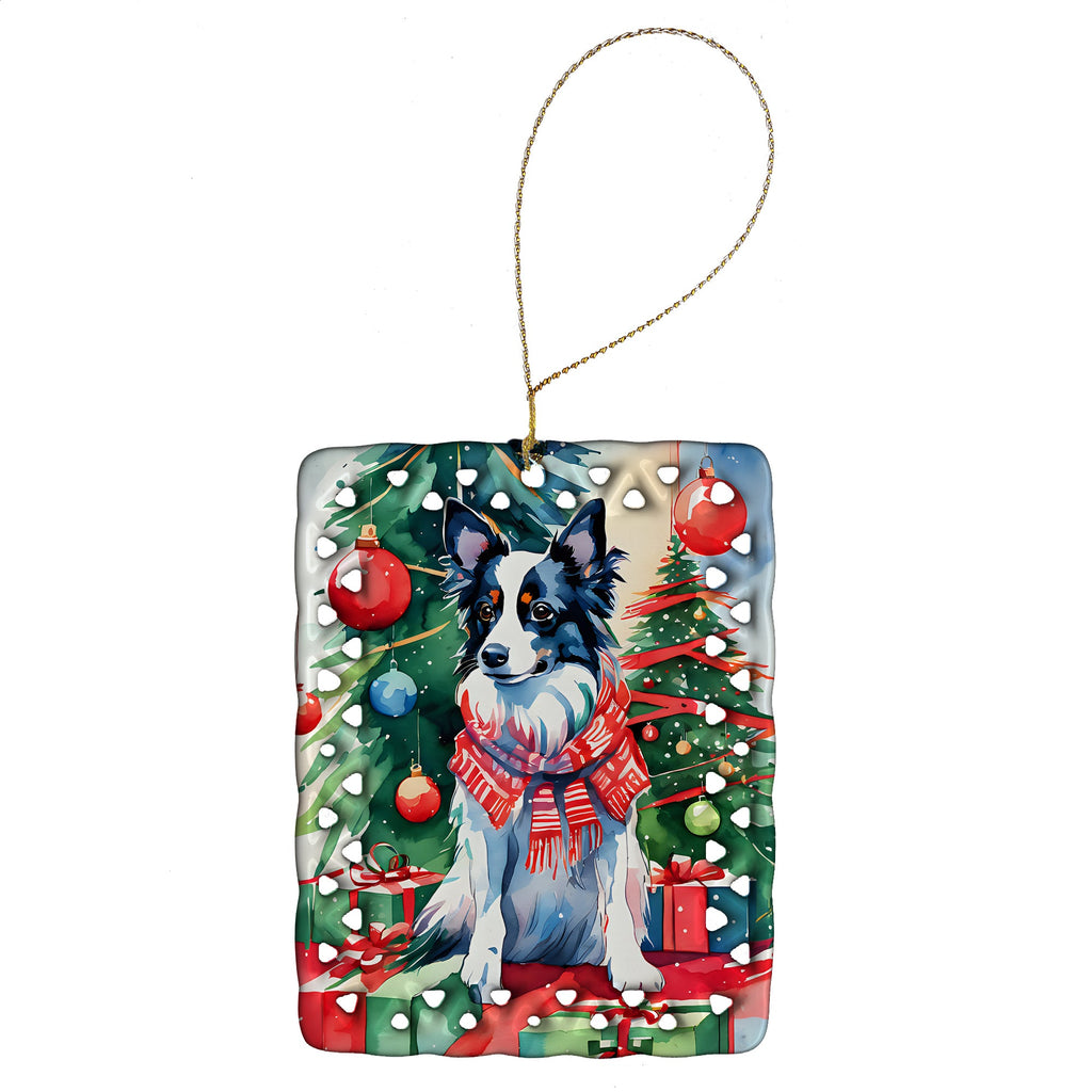 Papillon Christmas Porcelain Ornament Christmas Tree Hanging Decorations for Home Christmas Holiday, Rectangle, Gift, Multicolor
