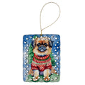 Pekingese Christmas Porcelain Ornament Christmas Tree Hanging Decorations for Home Christmas Holiday, Rectangle, Gift, Multicolor