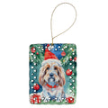 Petit Basset Griffon Vendeen Christmas Porcelain Ornament Christmas Tree Hanging Decorations for Home Christmas Holiday, Rectangle, Gift, Multicolor
