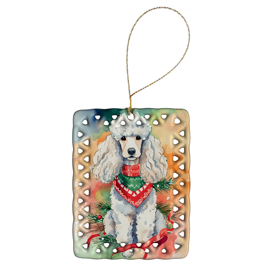 Poodle Christmas Porcelain Ornament Christmas Tree Hanging Decorations for Home Christmas Holiday, Rectangle, Gift, Multicolor