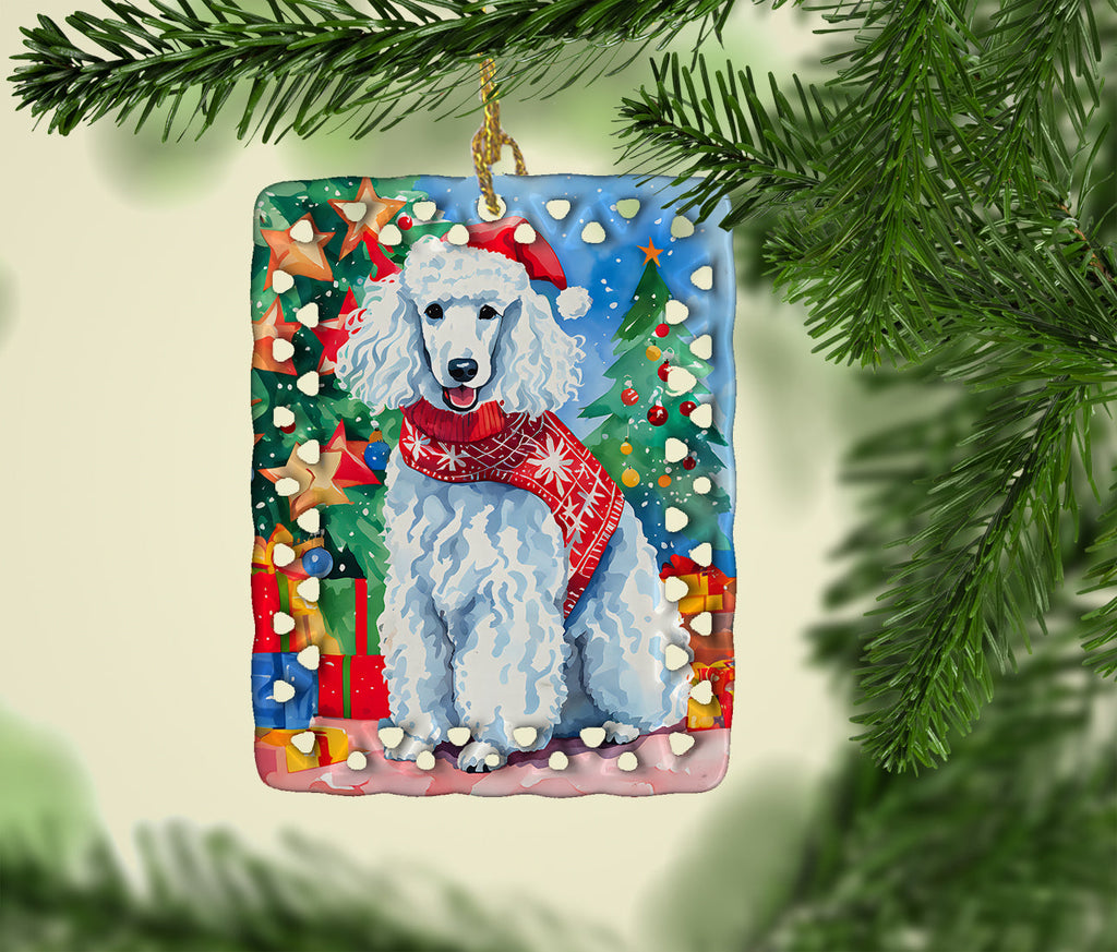 Poodle Christmas Porcelain Ornament Christmas Tree Hanging Decorations for Home Christmas Holiday, Rectangle, Gift, Multicolor