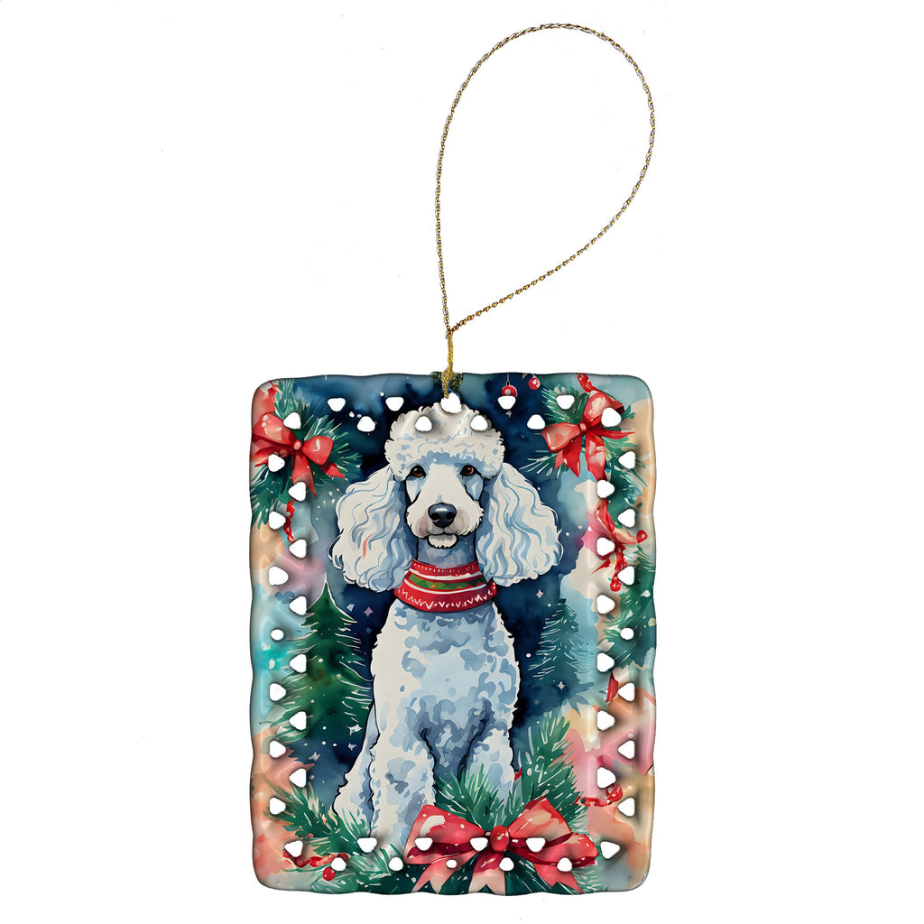 Poodle Christmas Porcelain Ornament Christmas Tree Hanging Decorations for Home Christmas Holiday, Rectangle, Gift, Multicolor