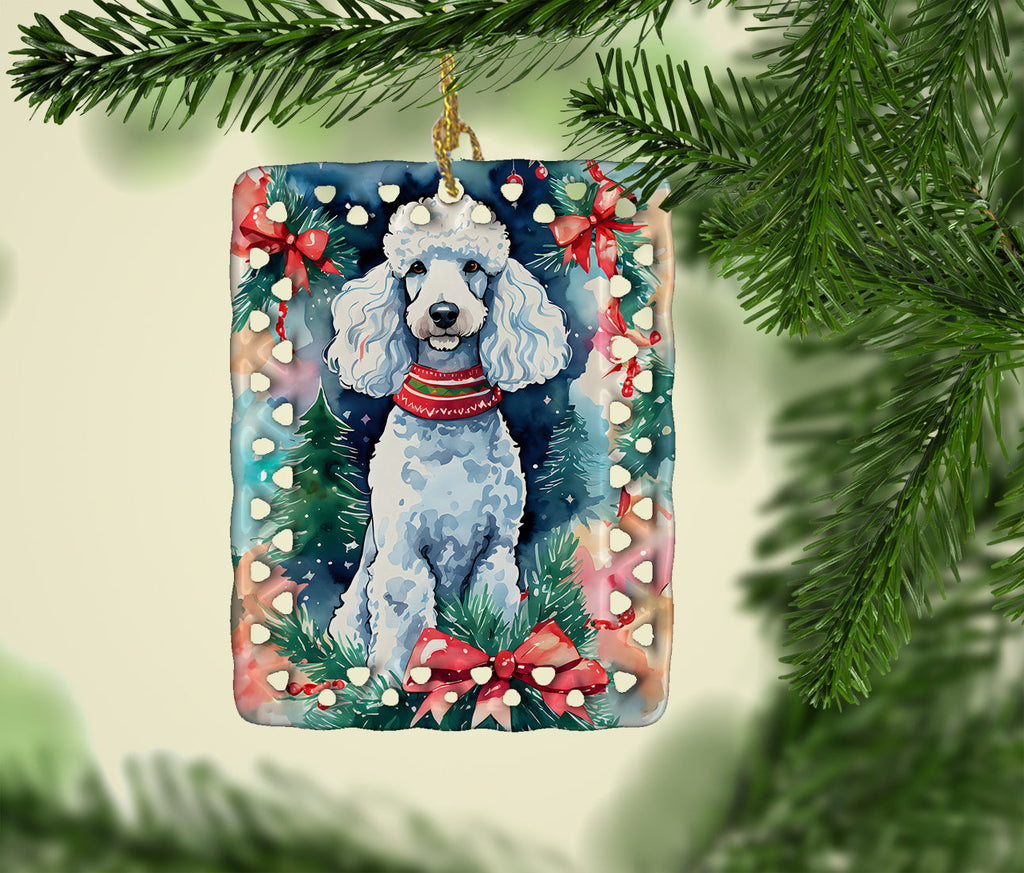 Poodle Christmas Porcelain Ornament Christmas Tree Hanging Decorations for Home Christmas Holiday, Rectangle, Gift, Multicolor