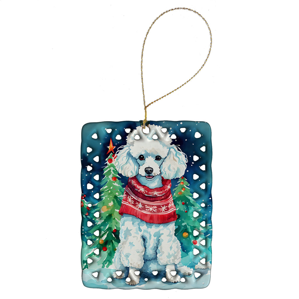 Poodle Christmas Porcelain Ornament Christmas Tree Hanging Decorations for Home Christmas Holiday, Rectangle, Gift, Multicolor