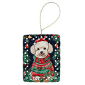 Poodle Christmas Porcelain Ornament Christmas Tree Hanging Decorations for Home Christmas Holiday, Rectangle, Gift, Multicolor