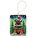Pug Christmas Porcelain Ornament Christmas Tree Hanging Decorations for Home Christmas Holiday, Rectangle, Gift, Multicolor