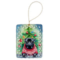 Pug Christmas Porcelain Ornament Christmas Tree Hanging Decorations for Home Christmas Holiday, Rectangle, Gift, Multicolor