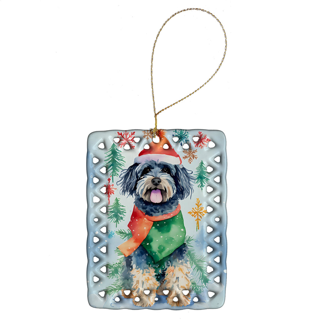 Puli Christmas Porcelain Ornament Christmas Tree Hanging Decorations for Home Christmas Holiday, Rectangle, Gift, Multicolor