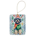 Puli Christmas Porcelain Ornament Christmas Tree Hanging Decorations for Home Christmas Holiday, Rectangle, Gift, Multicolor