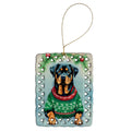 Rottweiler Christmas Porcelain Ornament Christmas Tree Hanging Decorations for Home Christmas Holiday, Rectangle, Gift, Multicolor