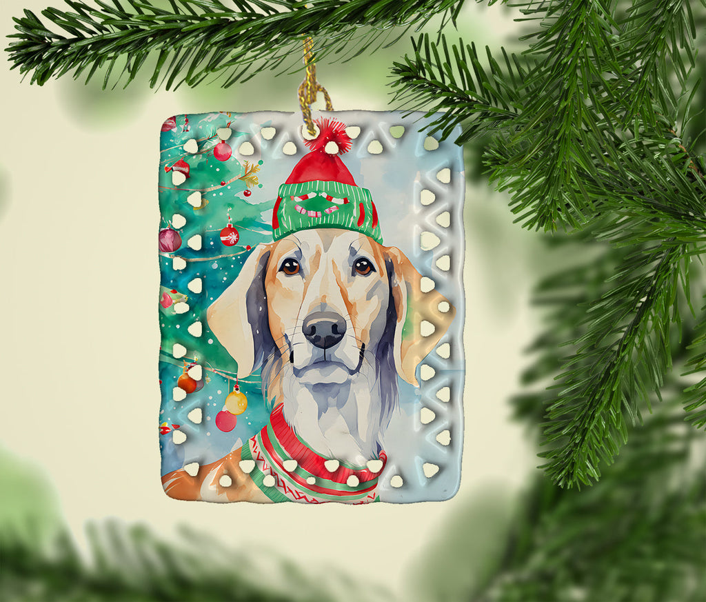 Saluki Christmas Porcelain Ornament Christmas Tree Hanging Decorations for Home Christmas Holiday, Rectangle, Gift, Multicolor