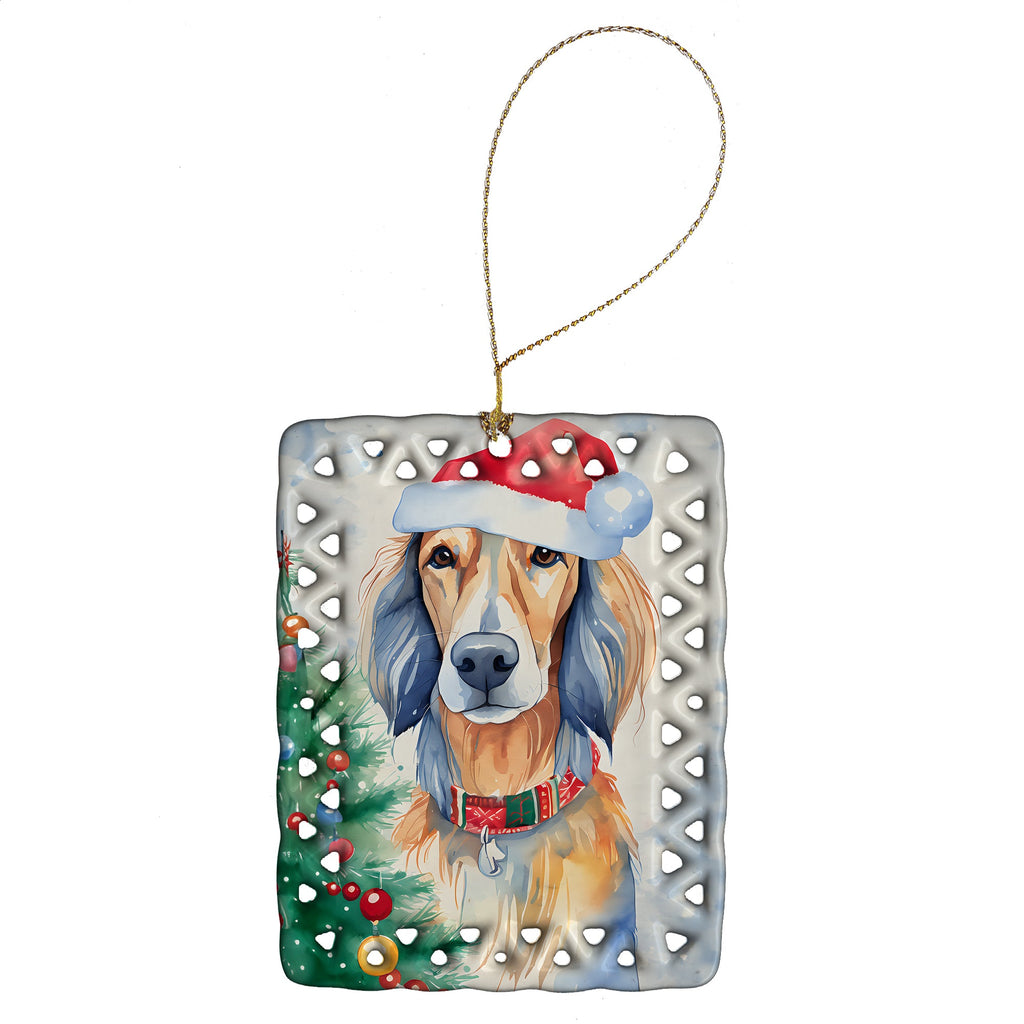Saluki Christmas Porcelain Ornament Christmas Tree Hanging Decorations for Home Christmas Holiday, Rectangle, Gift, Multicolor