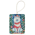 Samoyed Christmas Porcelain Ornament Christmas Tree Hanging Decorations for Home Christmas Holiday, Rectangle, Gift, Multicolor