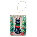 Schipperke Christmas Porcelain Ornament Christmas Tree Hanging Decorations for Home Christmas Holiday, Rectangle, Gift, Multicolor