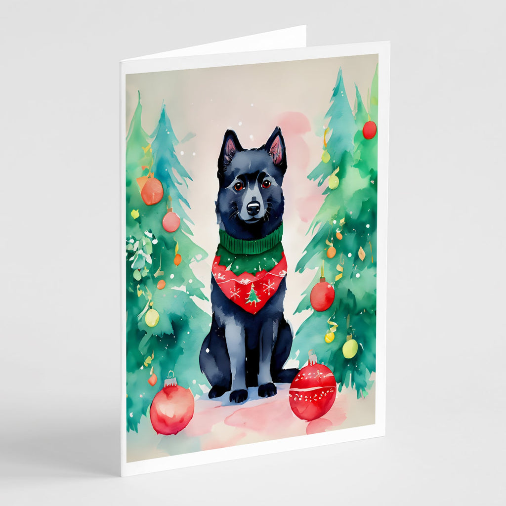 Schipperke Christmas Greeting Cards Pack of 8 Blank Cards with Envelopes Whimsical A7 Size 5x7