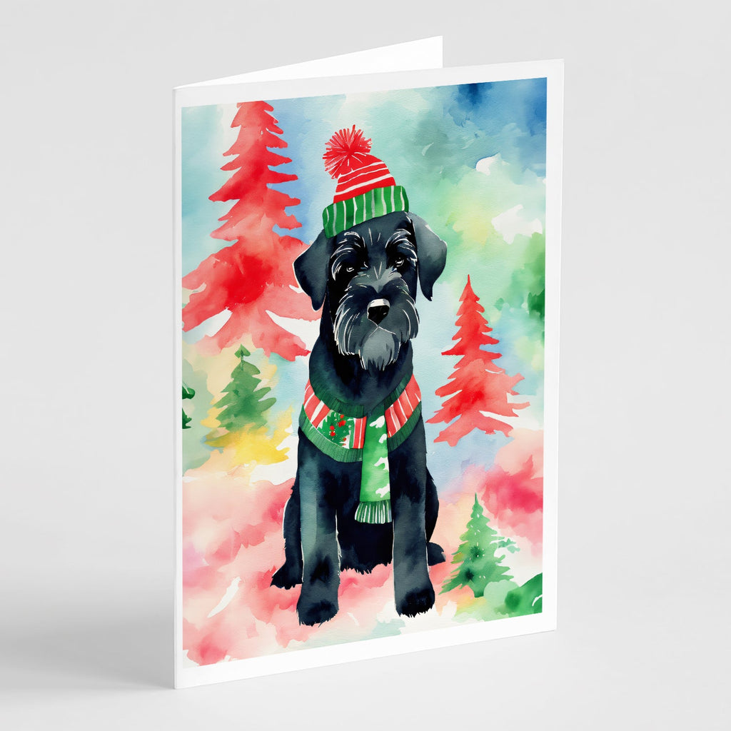Schnauzer Christmas Greeting Cards Pack of 8 Blank Cards with Envelopes Whimsical A7 Size 5x7