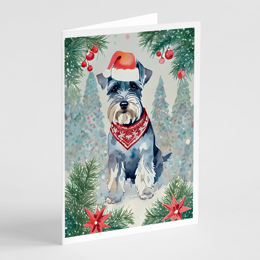Schnauzer Christmas Greeting Cards Pack of 8 Blank Cards with Envelopes Whimsical A7 Size 5x7