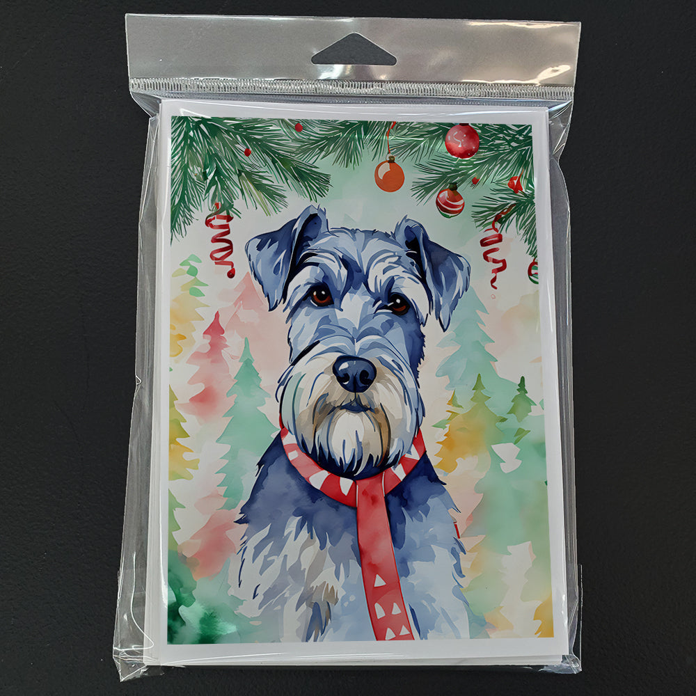 Schnauzer Christmas Greeting Cards Pack of 8 Blank Cards with Envelopes Whimsical A7 Size 5x7